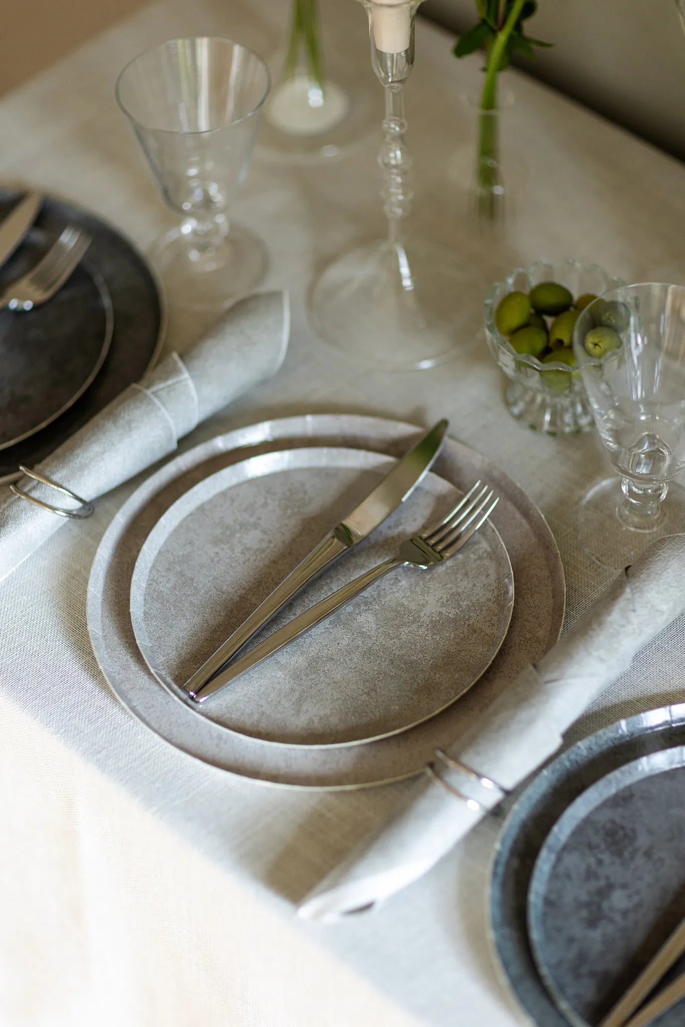 Stone - Coaster, Slate, Round (x4)